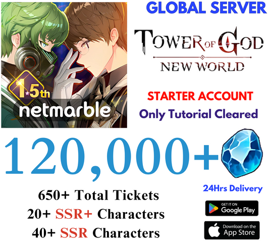 [GLOBAL] 120,000+ Gems Tower of God New World Starter Account