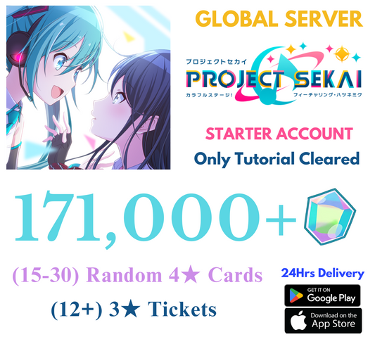 [GLOBAL] 171,000+Gems+Random 4★ Project Sekai Colorful Stage ft. Hatsune Miku PJSK Starter Reroll Account