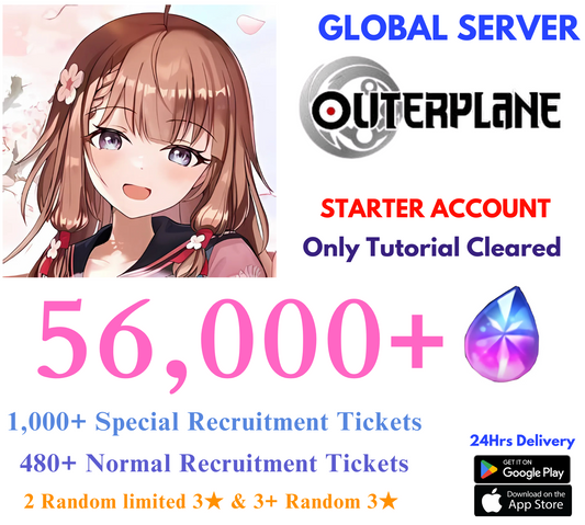 [GLOBAL] 56,000+Gems+2 Limited OUTERPLANE Starter Reroll Account