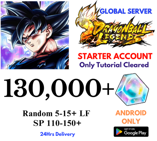 [GLOBAL/Android] 130,000+Gems Dragon Ball Legends Lv.1 Starter Reroll Account