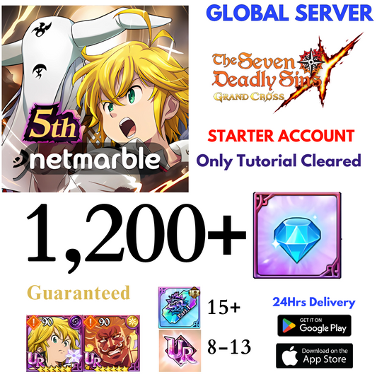 [GLOBAL] 1,200+ Gems 7DS Grand Cross Starter Account