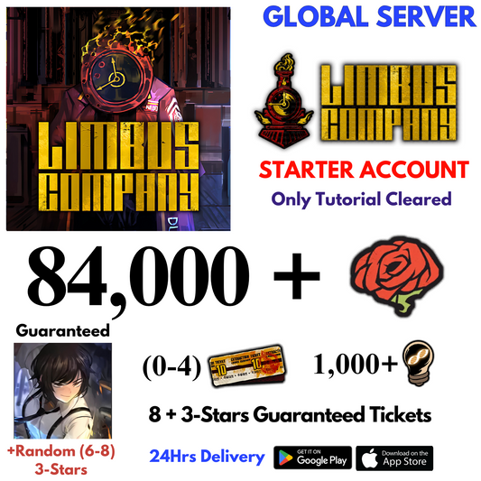 [GLOBAL] 84,000+Gems+Random (6-8) 3 stars Limbus Company Starter Reroll Account