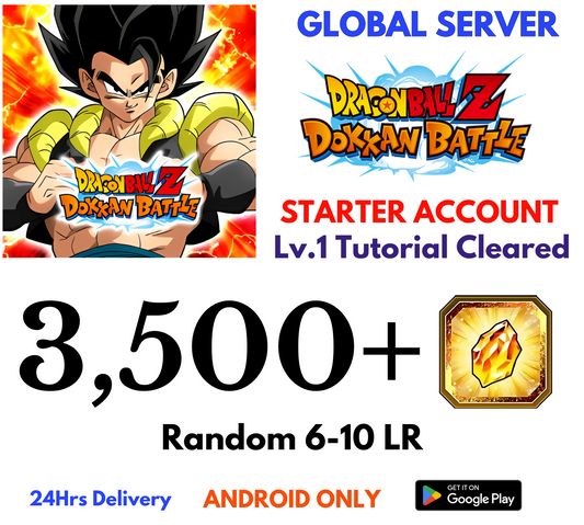 [GLOBAL/Android] 3,500+Gems Dragon Ball Z Dokkan Battle Lv.1 Starter Reroll Account