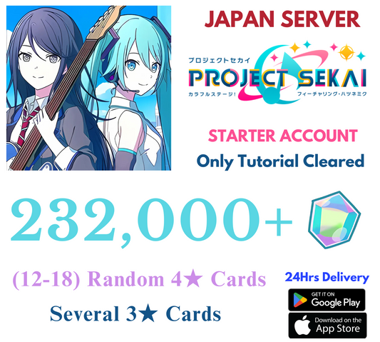 [JP] 232,000+Gems+(12-18) Random 4★ Project Sekai Colorful Stage ft Hatsune Miku PJSK Starter Reroll Account