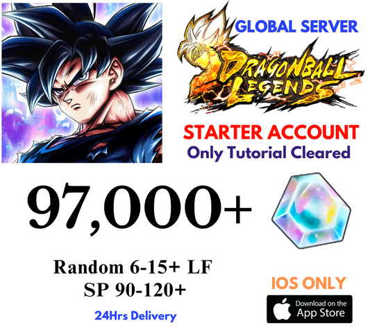 [GLOBAL/iOS] 97,000+Gems Dragon Ball Legends Lv.1 Starter Reroll Account