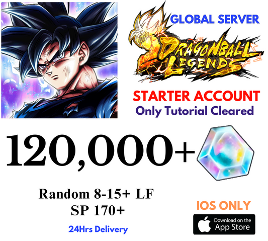 [GLOBAL/iOS] 120,000+Gems Dragon Ball Legends Lv.1 Starter Reroll Account