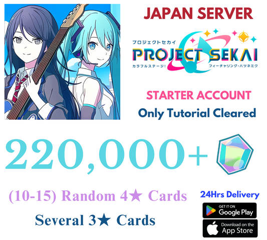 [JP] 220,000+Gems+(10-15) Random 4★ Project Sekai Colorful Stage ft Hatsune Miku PJSK Starter Reroll Account