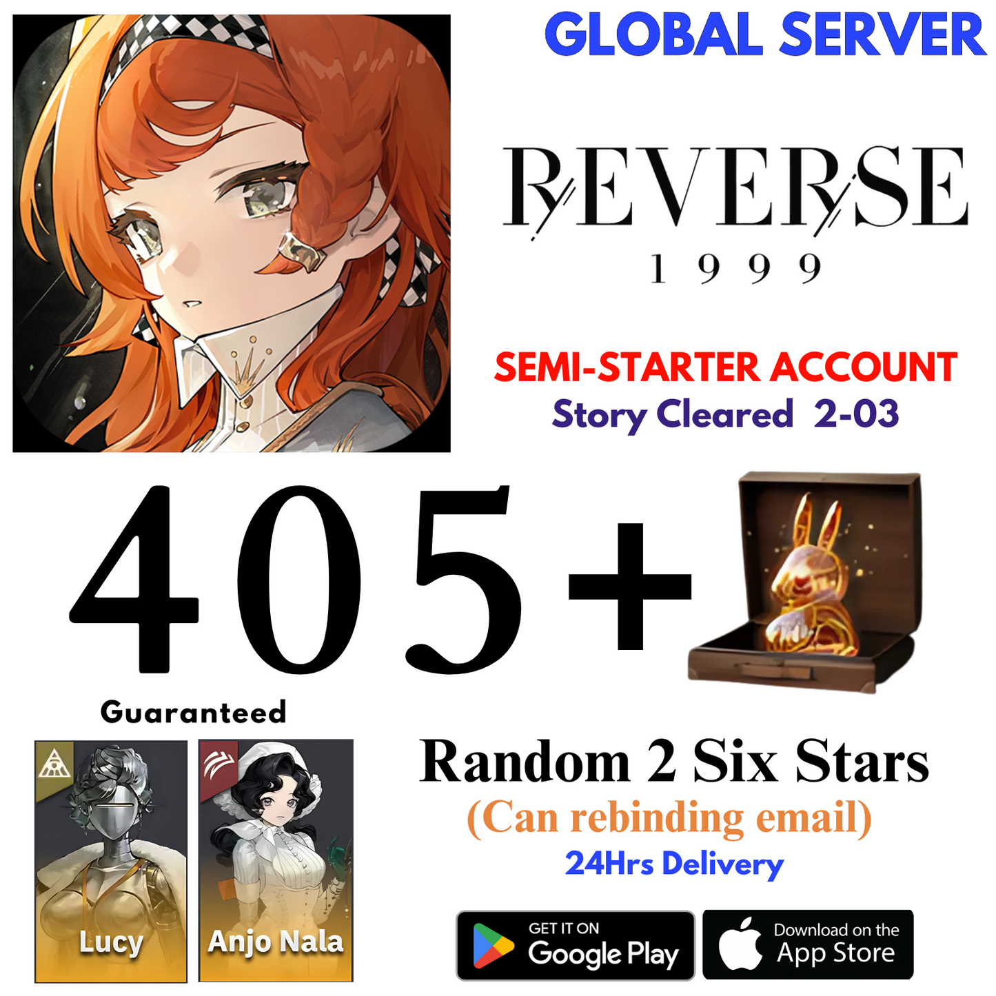 [GLOBAL] 405+Unilogs+Lucy+Anjo Nala Reverse: 1999 Reroll Starter Account