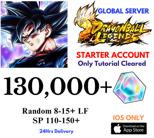 [GLOBAL/iOS] 130,000+Gems Dragon Ball Legends Lv.1 Starter Reroll Account