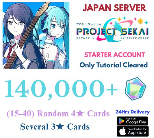 [JP] 140,000+Gems+Random 4★ Project Sekai Colorful Stage ft Hatsune Miku PJSK Starter Reroll Account